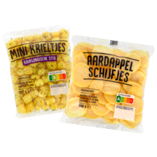 Aardappelpartjes paprika ui, mini krieltjes bourgondische stijl of aardappelschijfjes naturel